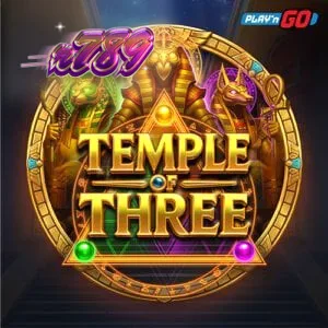 Tampilan visual grid 3x3 pada slot Temple of Three dengan tema dewa Mesir
